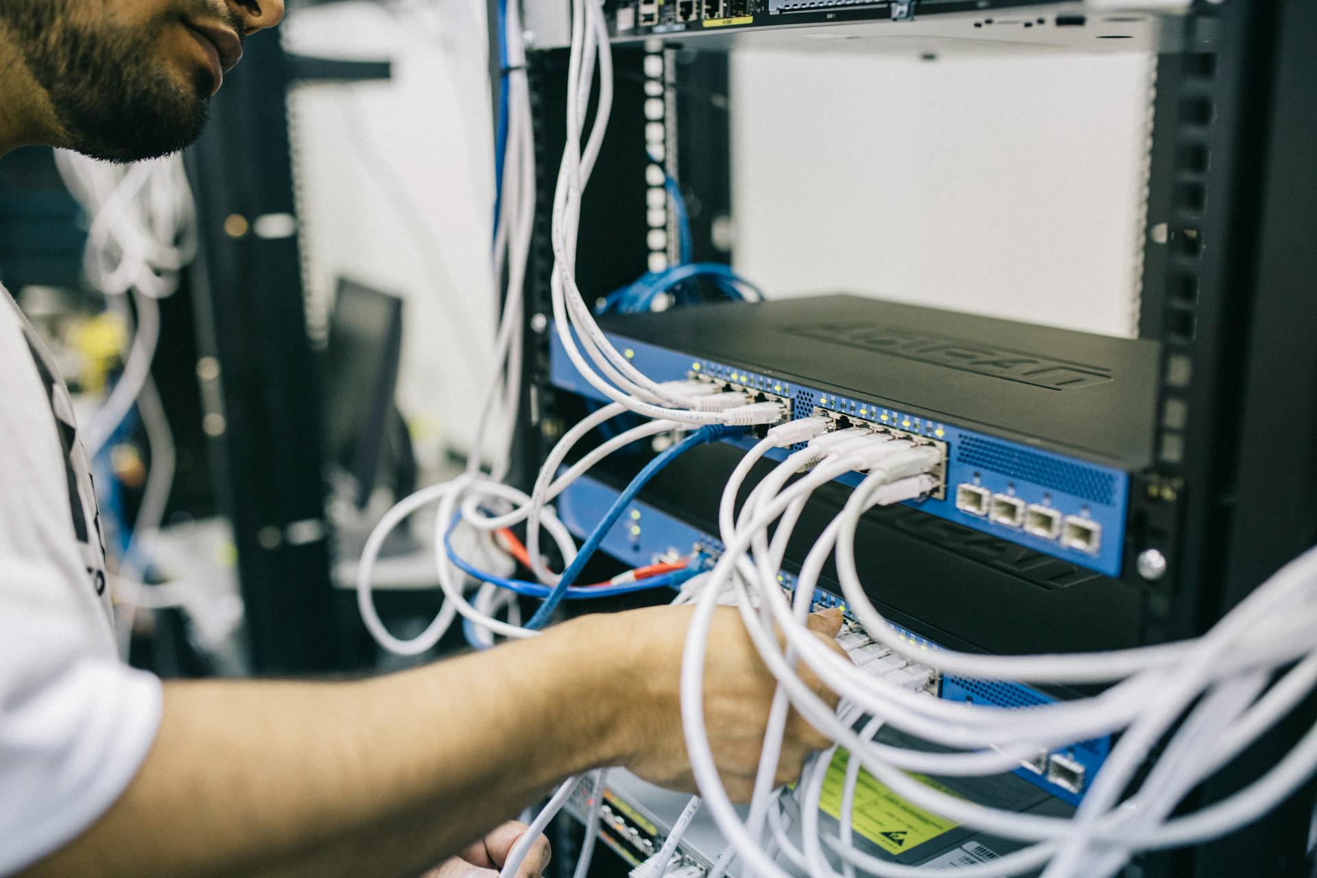 Network cables connect devices. TCP & UDP protocols ensure data flow