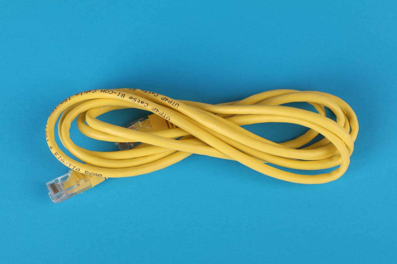 Yellow Cable and Blue Background